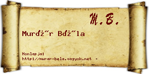 Murár Béla névjegykártya